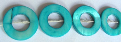 15mm Shell Donuts - Turquoise (+/- 12 pieces)