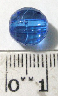 10mm Facetted Round Acrylics - Blue (pkt of 50)