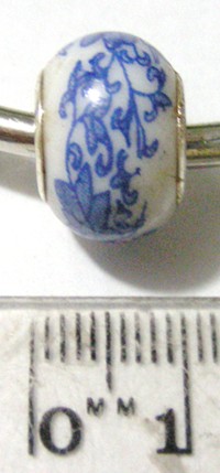 Ceramic Pandora Bead- Blue/White(each)