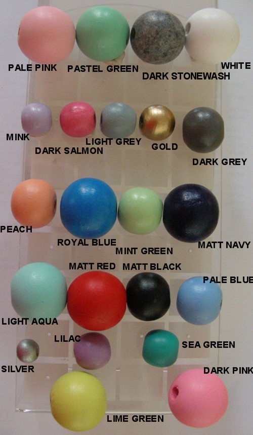 10mm Round Wooden Beads (+/- 100 pieces). Choose your Colour.
