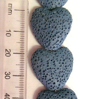 20mm Lava Heart Spacer - Dark Blue(each)
