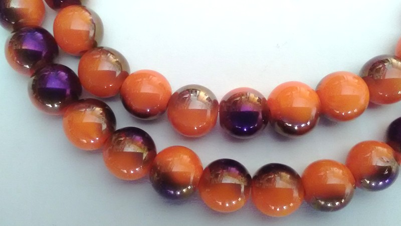 8mm Two Tone Opaque Shimmer Beads - Orange (+/- 30 pieces)