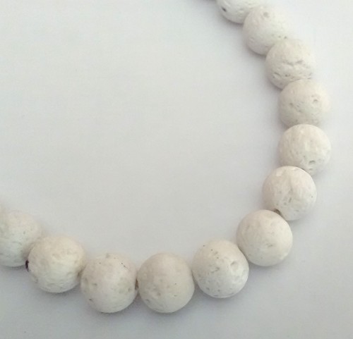 8mm Lava Beads - White (each)