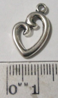 15mm Nickel Charm / Pendant - Heart (each)