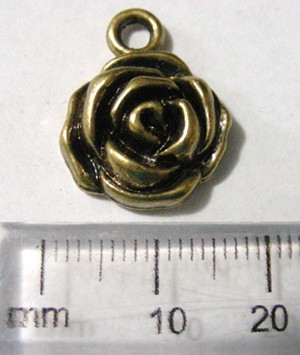15mm Antique Bronze Rose Pendant (each)