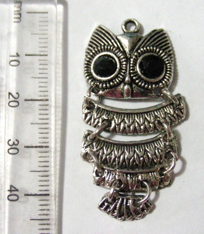 45mm Nickel Owl Pendant (each)