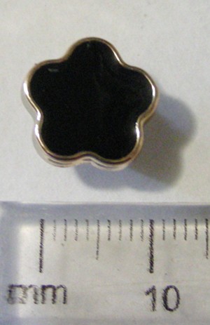 12mm Metallised Gold Charm/Spacer - Black Flower (each)