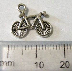 15mm Nickel Charm - Bicycle (each)